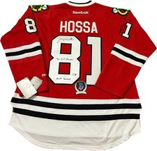 MARIAN HOSSA SIGNED CHICAGO BLACKHAWKS REEBOK JERSEY BECKETT BAS COA BP70106