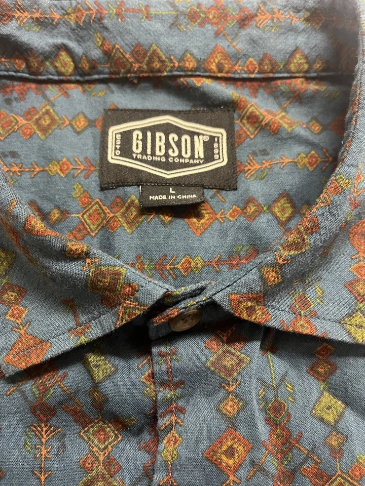 Camisa Gibson Trading Company Para Hombre Grande Manga Corta Multicolor Botón Geométrico Foto 2 de 4