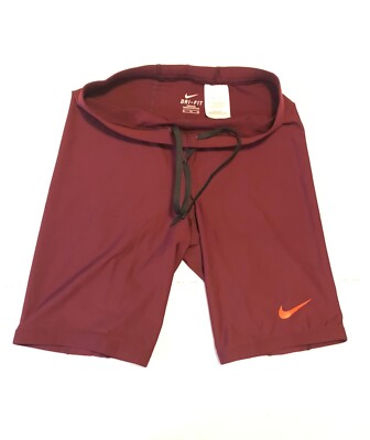  Nike Half Tights  - XLarge - Dri-Fit - Maroon, Orange Check - Made In USA