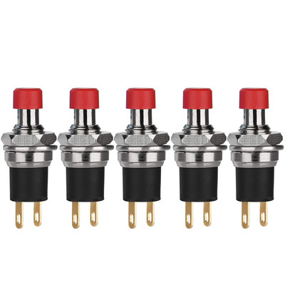 5Pcs Self-Locking SPST Latching Type Dash ON/Off Red Push Button Switch AC 250V/