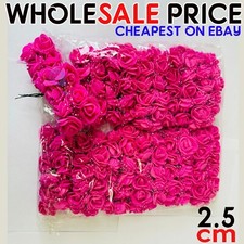 144Pcs 2.5cm Artificial Flowers Mini Foam Roses with Stem Wedding Bouquet Decor