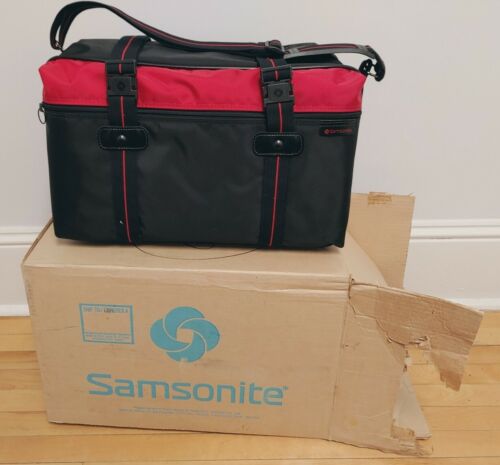 Vintage Samsonite Soft Luggage Black and Red Carry On NOS in Original Box