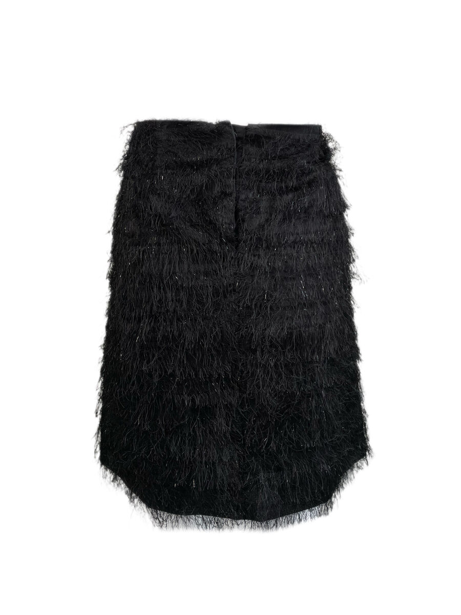 PAOLA FRANI Womens Black Fringe Effect Above the Knee Skirt