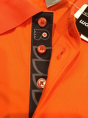 Philadelphia Flyers NHL Men's Omaha Skate Orange Logo Polo Shirt Size Small NWT - Bild 5 von 7