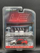 GREENLIGHT 1987 Ford Mustang LX w/Hoist Red Project LP Exclusive 1:64 Diecast Pr
