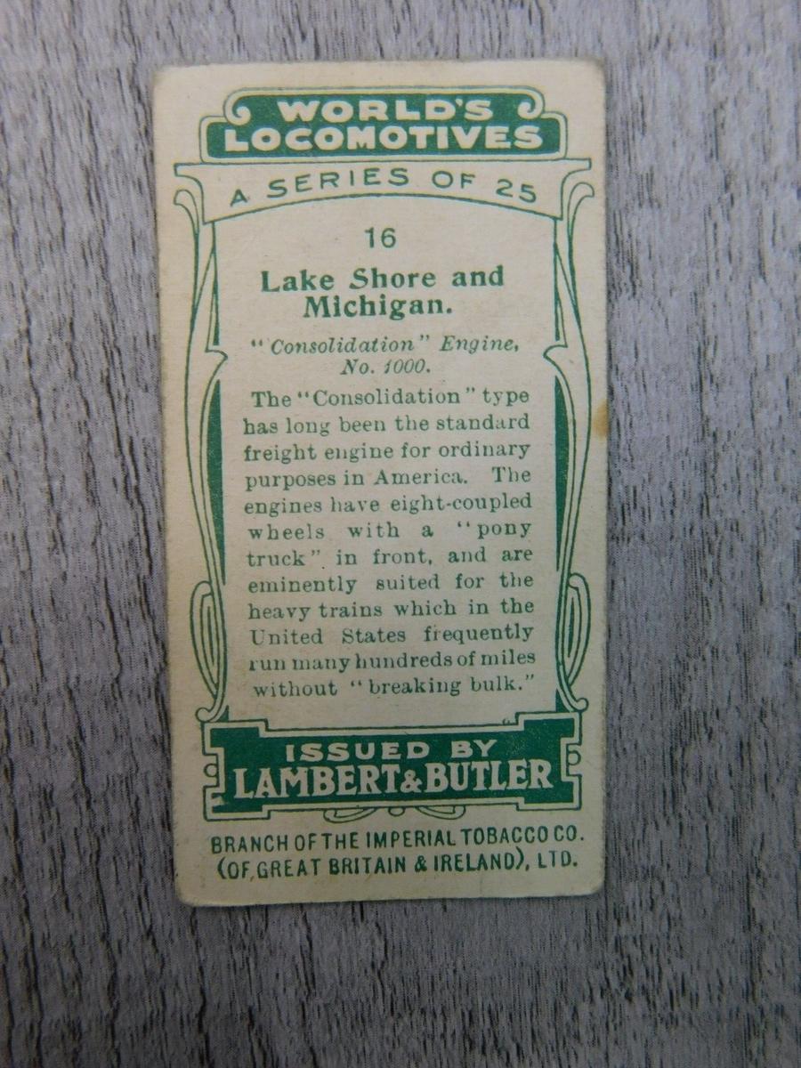lake shore tobacco World's Locomotives Lake Shore MI 16/50 Vintage Imperial Tobacco Co Trading  Card