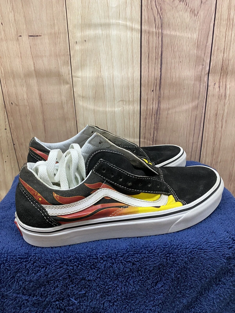 Vans Old Skool Flame Black and White Skate Shoes Men s Size 7