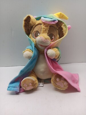 Disney Parks Babies Simba Lion King Baby 10'' Plush with Unicorn Robe Rainbow