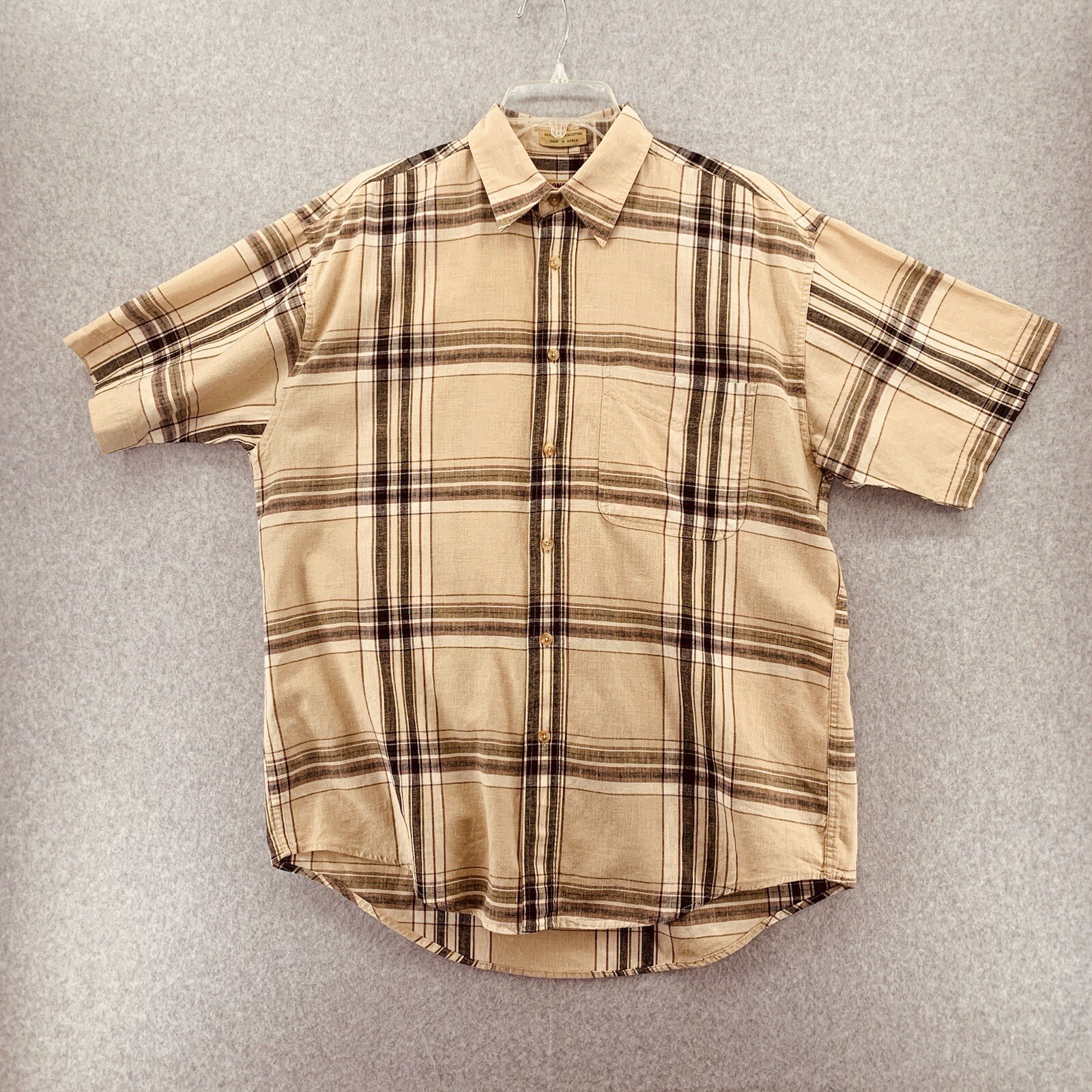 FILA Camicia Adirondack Savile Row uomo media a quadri con bottoni manica corta vintage usata in ottime condizioni