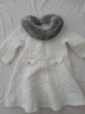 janie and jack quilted white flare dress 2T fur trim neckline