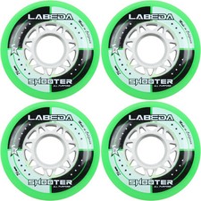 Labeda Shooter Inline Roller Hockey Wheels GREEN 76mm Indoor Outdoor 4 Pack