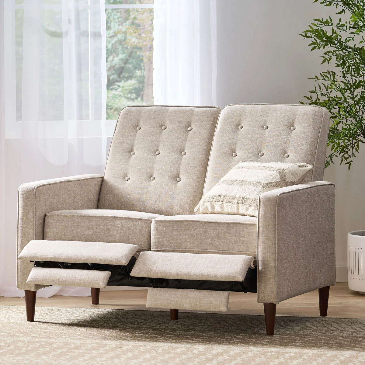 Mid century modern reclining loveseat deals