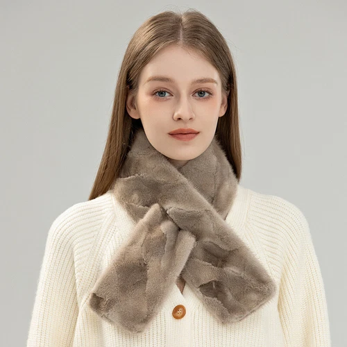 Cuello de bufanda de piel de visón real envolvente - Imagen 16 de 17