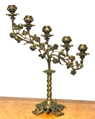 Beautiful antique brass candlestick, candelabra 5 light