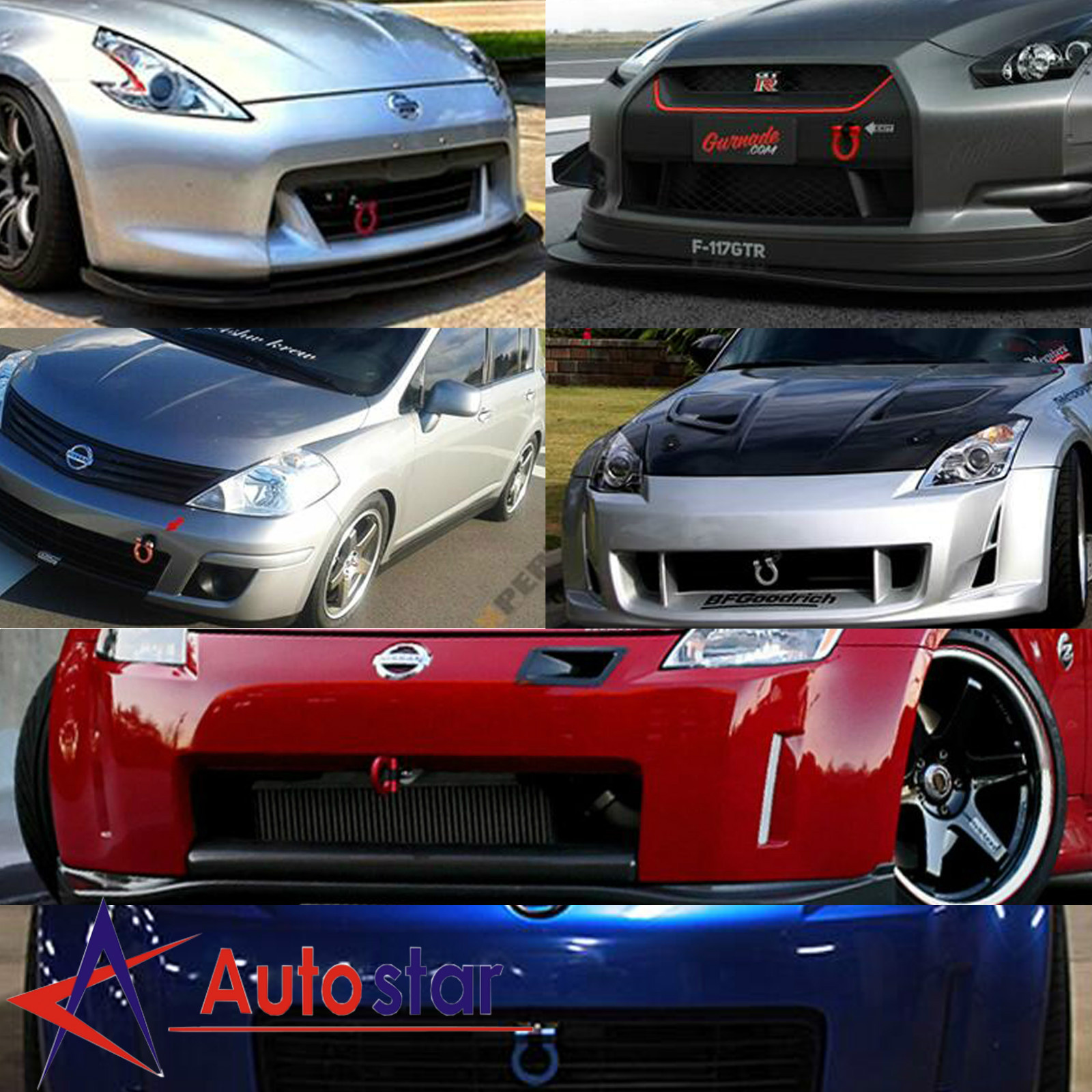 New Red Folding Ring Screw On Front/Rear Bumper Tow Hook For Nissan