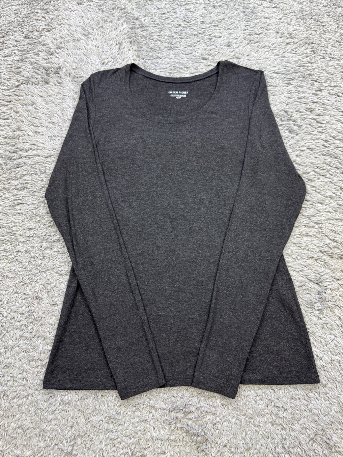 Eileen Fisher Top Women XS Gray Long Sleeve Stretch Viscose Jersey Melange Tunic