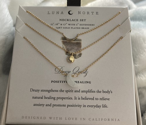 LUNA NORTE DRUZY QUARTZ NECKLACE 14KT 