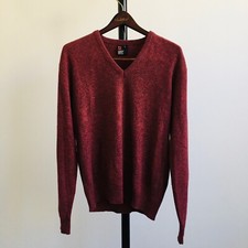 VTG Robert Bruce Sweater Mens Large Burgundy USA Made Long Sleeve Retro