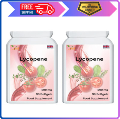 Lycopene 500 mg | 90 softgel, 6 Month Supply.(Pack of 2) | FREE SHIPPING |