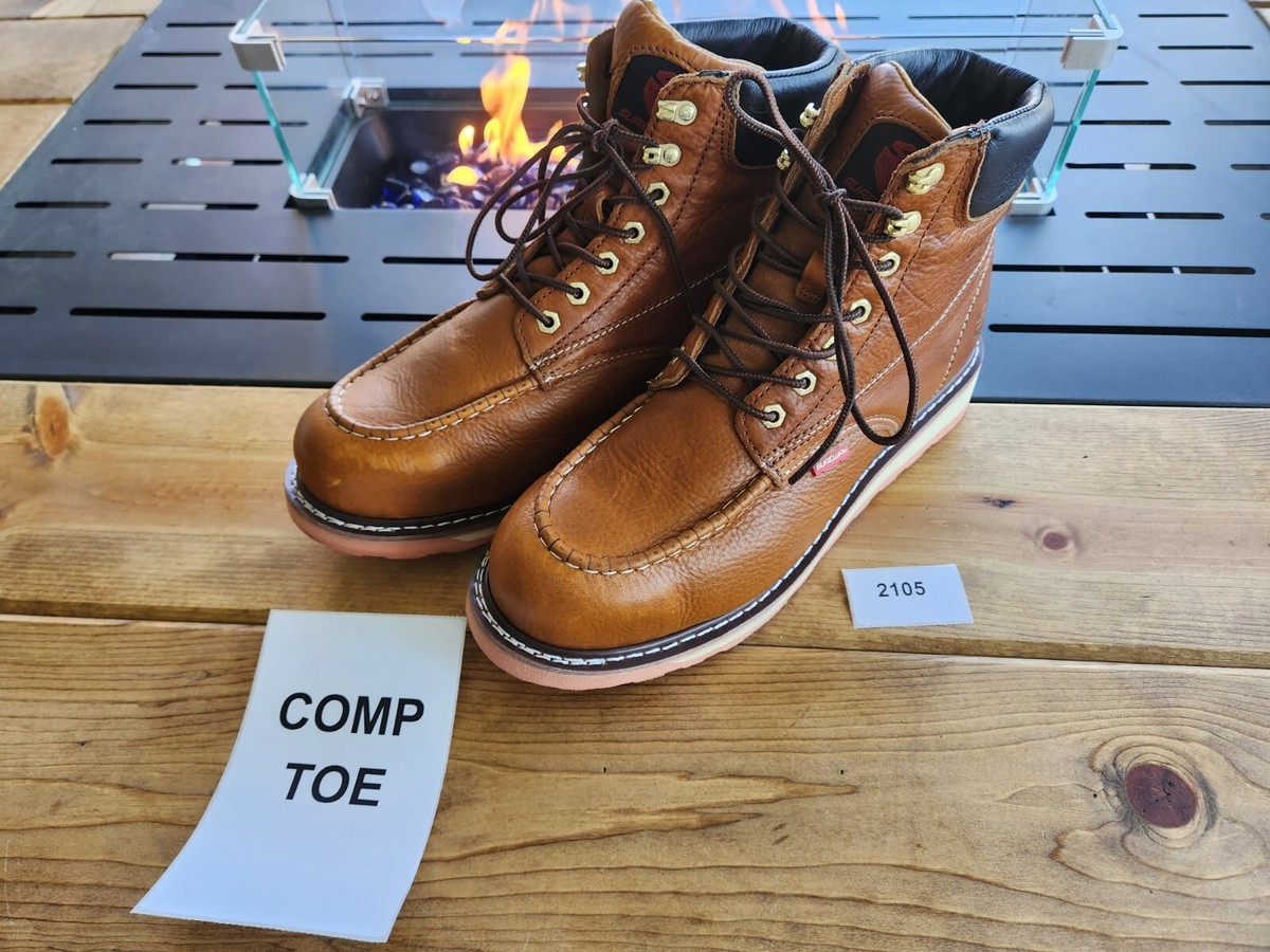 Sureway Composite Toe Waterproof Work Boots 10.5 Brown Leather SW601M SUREWAY 6” brown Mens Steel Toe Work Boots waterproof moc  main image 3