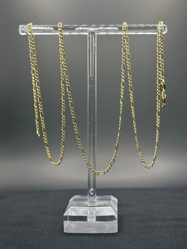 Real 14K Yellow Gold Figaro Link Chain Necklace 26"2.5mm 2.92g  585 Gold Men