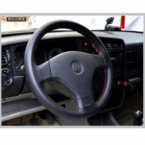 Hágalo usted mismo Cubierta de volante de cuero para coche con agujas e rosca gris 38 cm Foto 3 de 4