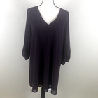 Lulus Dress Womens Small Purple V Neck Split Sheer Sleeve Pullover Knee Length
