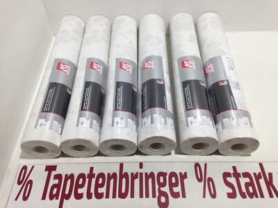 Vliestapete AS 6x 95375-1 (6Rollen) Blättermotiv hell Grau Glitter Restposten