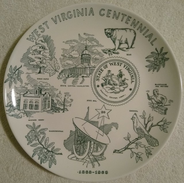 10" Vintage West Virginia Centennial State Souvenir Plate 1963 Homer