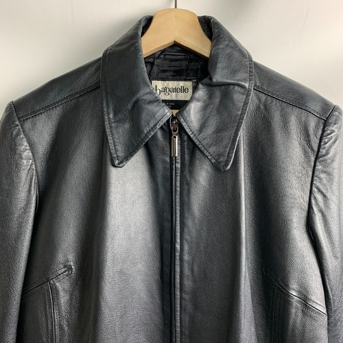 Bagatelle Jacket Black Leather Collared Zip Pockets Lined Size L - Picture 4 of 10