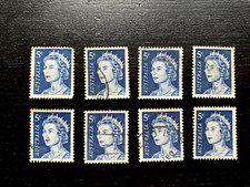1967 AUSTRALIA DECIMAL DEFINITIVES QUEEN ELIZABETH II 5C BLUE QEII USED LOT OF 8