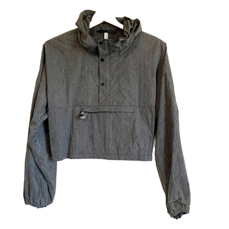 free-people-movement snake-print cropped hooded jacket