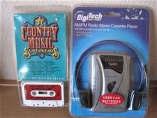 DigiTech AM/FM Stereo Cassette Player Headphones  NOS Country Western Cassette