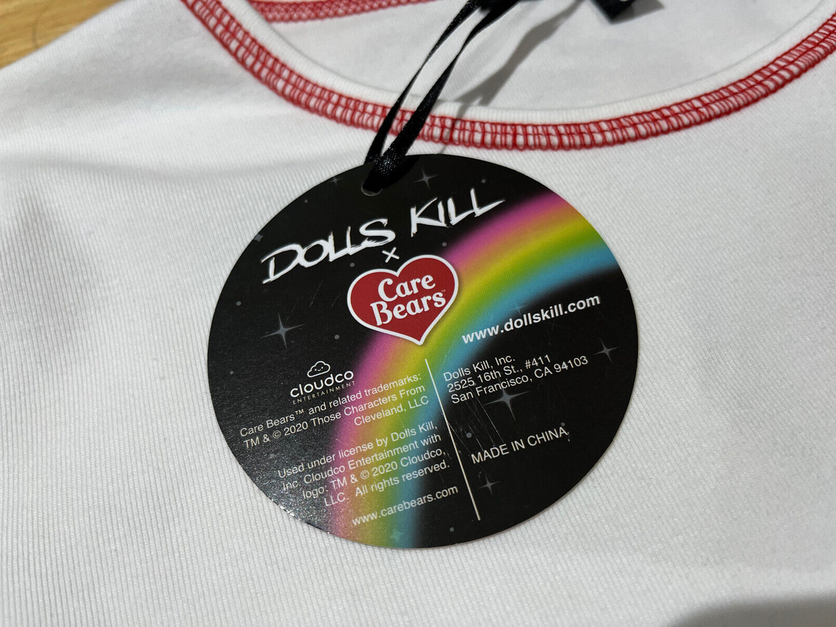 Dolls Kill x Care Bears WHITE Long Sleeve Crop Tshirt - Women's