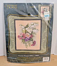 Candamar Designs 30899 Needlepoint VICTORIAN BOUQUET PILLOW 14"X14" 2001 - NEW