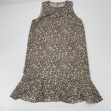 LOFT Animal Print Sleeveless Pullover Shift  Mini Dress Women Size XS Ruffle Hem