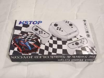 HStop Ergonomic JoyCon Grips for Nintendo Switch & OLED - White 3 Pc- New
