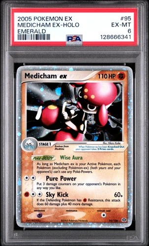2005 POKEMON EX EMERALD #95 MEDICHAM EX-HOLO PSA 6
