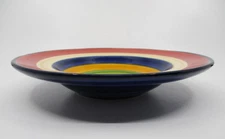 L. PIERCE POTTERY A LA FRUIT STRIPE RIM PASTA BOWL-10 1/4" x 2 1/8- 2004   0608F