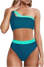 Women Cutout One Shoulder High Waisted Bikini High Cut Two Piece Swimsuits XL