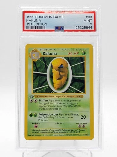 KAKUNA 1999 POKEMON BASE SET 1ST EDITION #33/102 PSA 9 Q0895