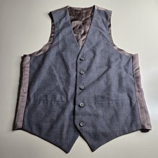 Men  s Gray Suit Vest 4-Button Classic Dress Waistcoat Formal Wedding Sz M 23  