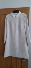 Ladies Ted Baker Cream Fully Lined Dress With Chiffon Sleeves And Collar