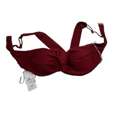 Time and Tru Convertible Ribbed Bikini Top Swimsuit Women's Size M 8-10 Red