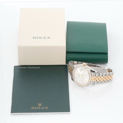 Rolex 116243 Datejust 36mm 2-Tone Factory Rolex Silver Diamond Dial/Bezel Watch