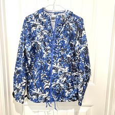 Columbia Women s Hooded Windbreaker Jacket Sz S Blue Floral Lightweight Full Zip