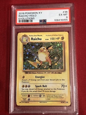 2016 POKEMON XY EVOLUTIONS #36 RAICHU-HOLO EVOLUTIONS PSA 6 | eBay
