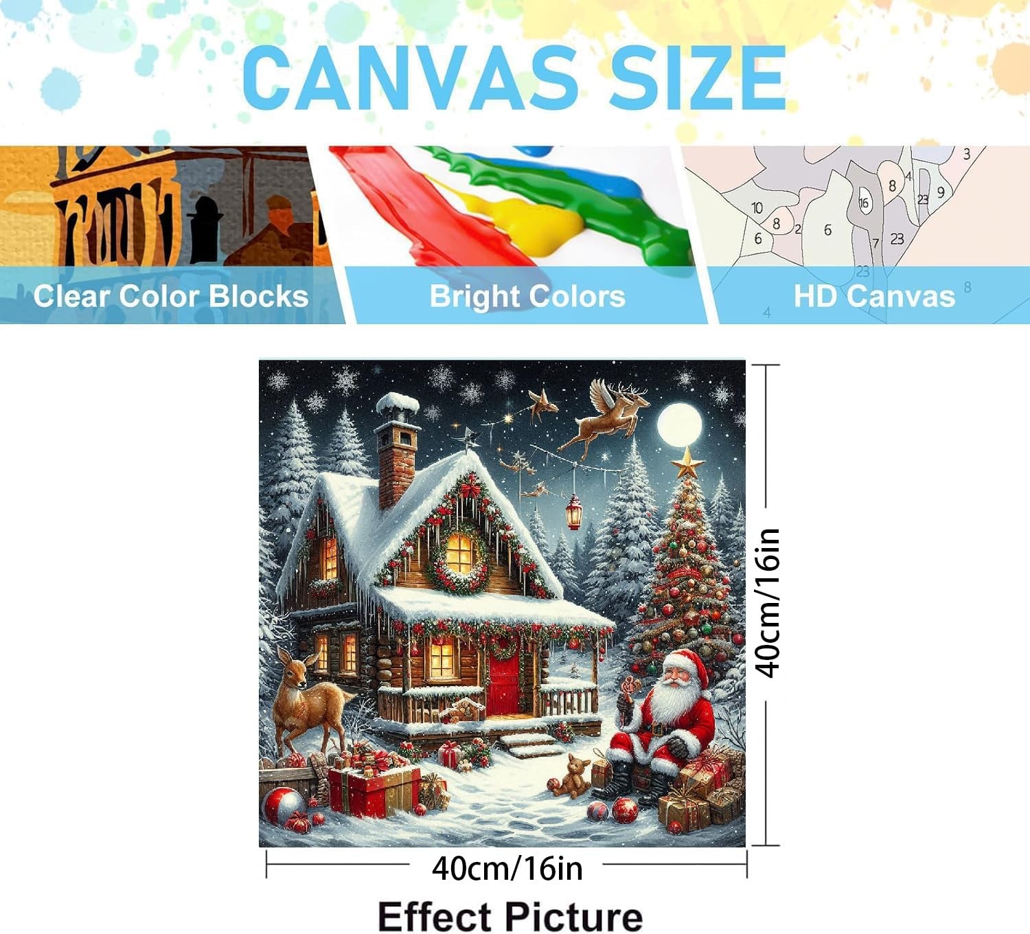 Paint by Numbers Kit for Adults, Christmas elk Painting by Numbers Kits, Sant...