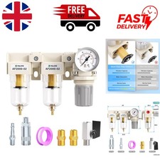 Durable Aluminum 3-in-1 Air Filter and Regulator Combo for Compressors - 1/4 BSP