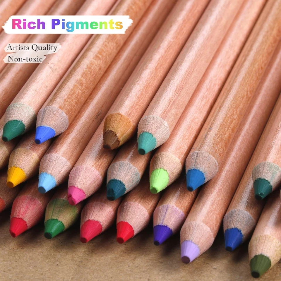 Pro Pastel Chalk Colored Pencils Set of 50 Colors Color Charcoal Pencils for - Image 3 of 4